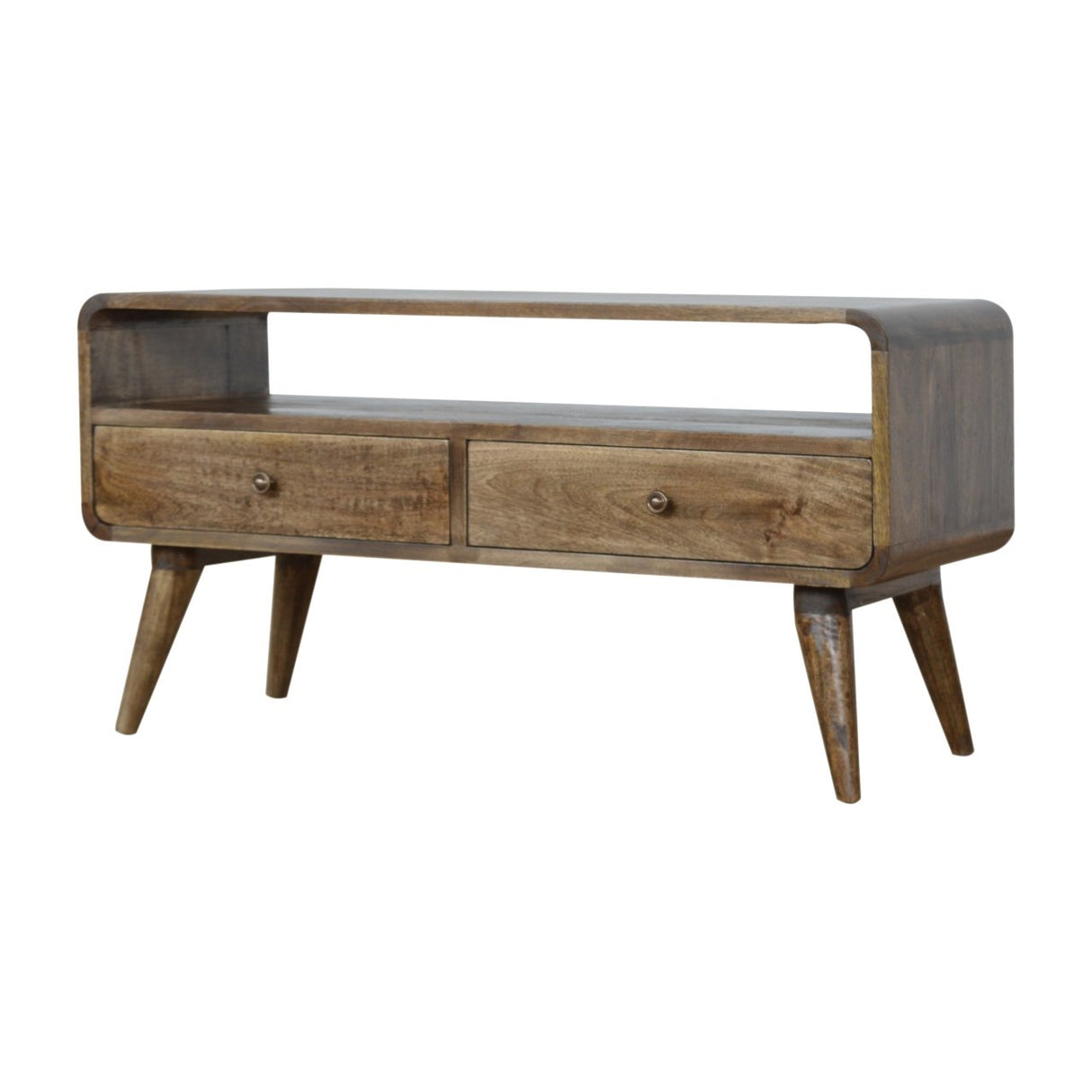 Curved Grey Washed Media Unit NOVEX FURNITURES