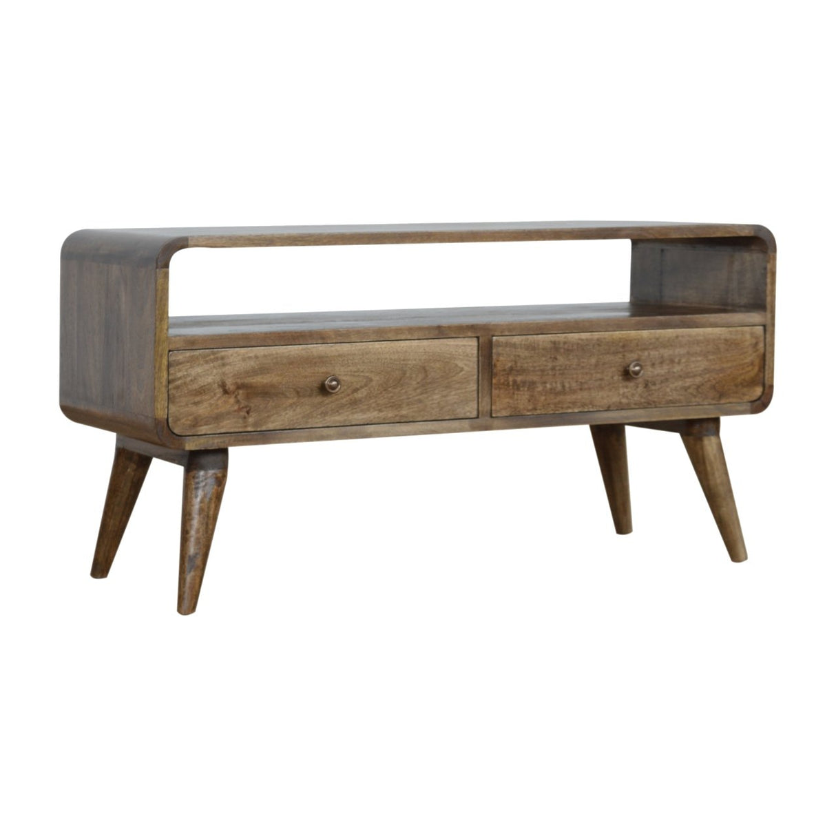 Curved Grey Washed Media Unit NOVEX FURNITURES