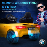 AIYAPLAY 12V BMW M4 Licensed Kids Car with Easy Transport, Remote Control, Suspension, Music, Horn, LED Lights - Yellow-4