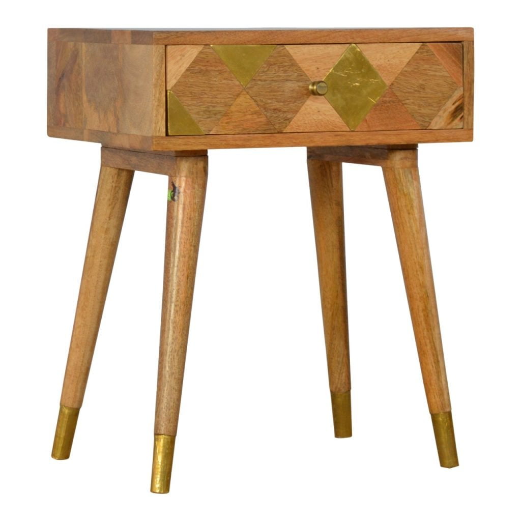 1 Drawer Gold Brass Bedside NOVEX FURNITURES