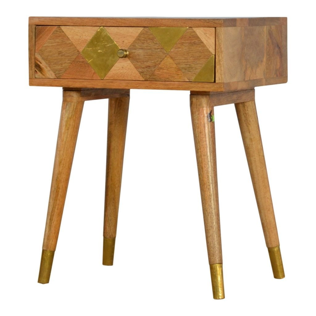 1 Drawer Gold Brass Bedside NOVEX FURNITURES
