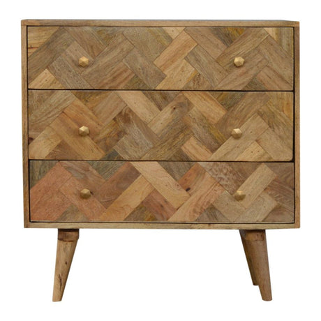 3 Drawer Zig-Zag Patterned Patchwork Chest NOVEX FURNITURES