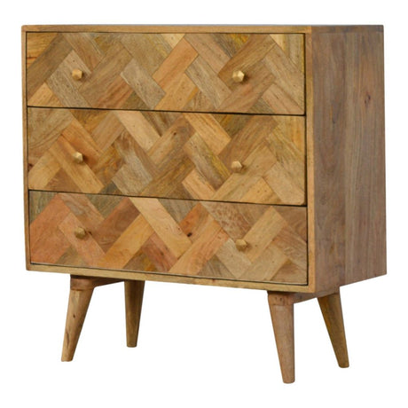 3 Drawer Zig-Zag Patterned Patchwork Chest NOVEX FURNITURES