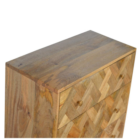 3 Drawer Zig-Zag Patterned Patchwork Chest NOVEX FURNITURES