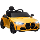 AIYAPLAY 12V BMW M4 Licensed Kids Car with Easy Transport, Remote Control, Suspension, Music, Horn, LED Lights - Yellow-0