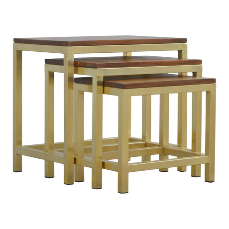 Chunky Gold Stool Set of 3 NOVEX FURNITURES