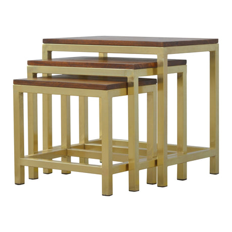 Chunky Gold Stool Set of 3 NOVEX FURNITURES