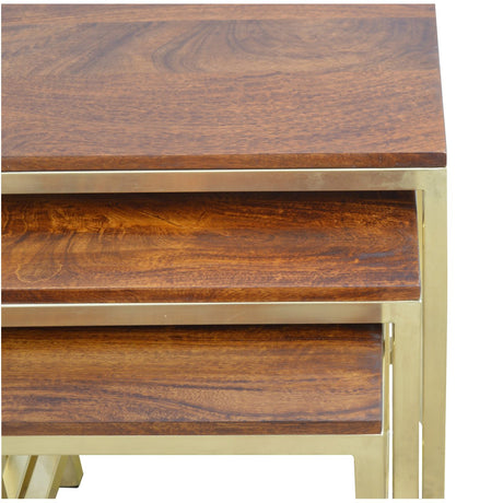 Chunky Gold Stool Set of 3 NOVEX FURNITURES