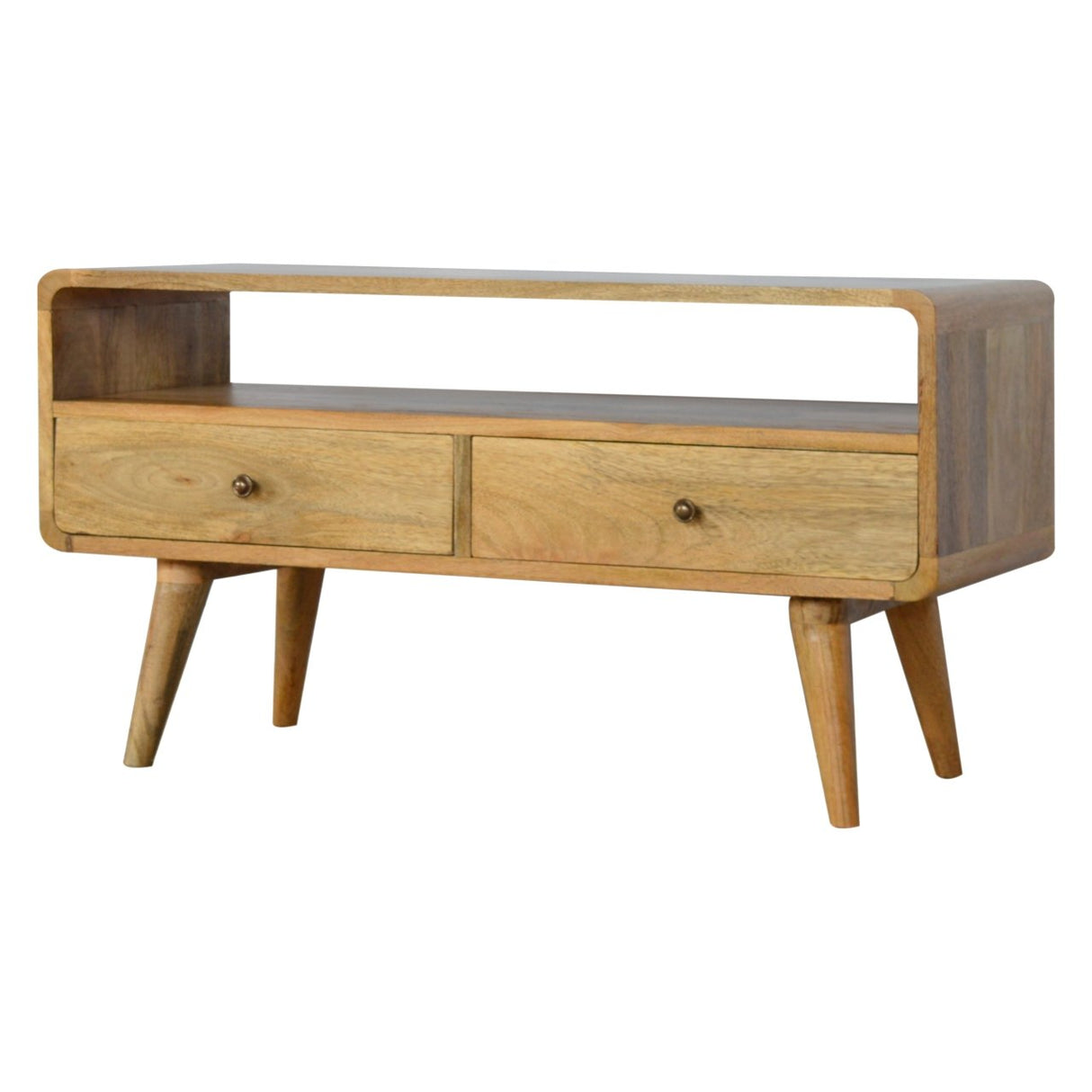 Curved Oak-ish Media Unit - NOVEX FURNITURE