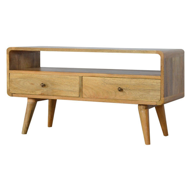 Curved Oak-ish Media Unit - NOVEX FURNITURE
