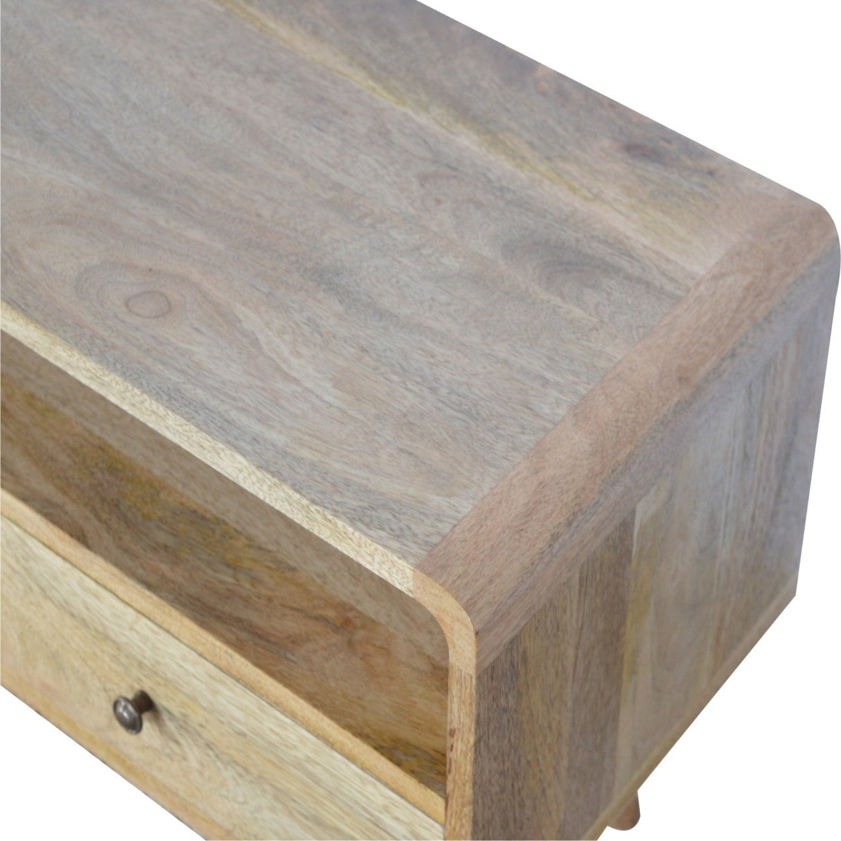 Curved Oak-ish Media Unit - NOVEX FURNITURE