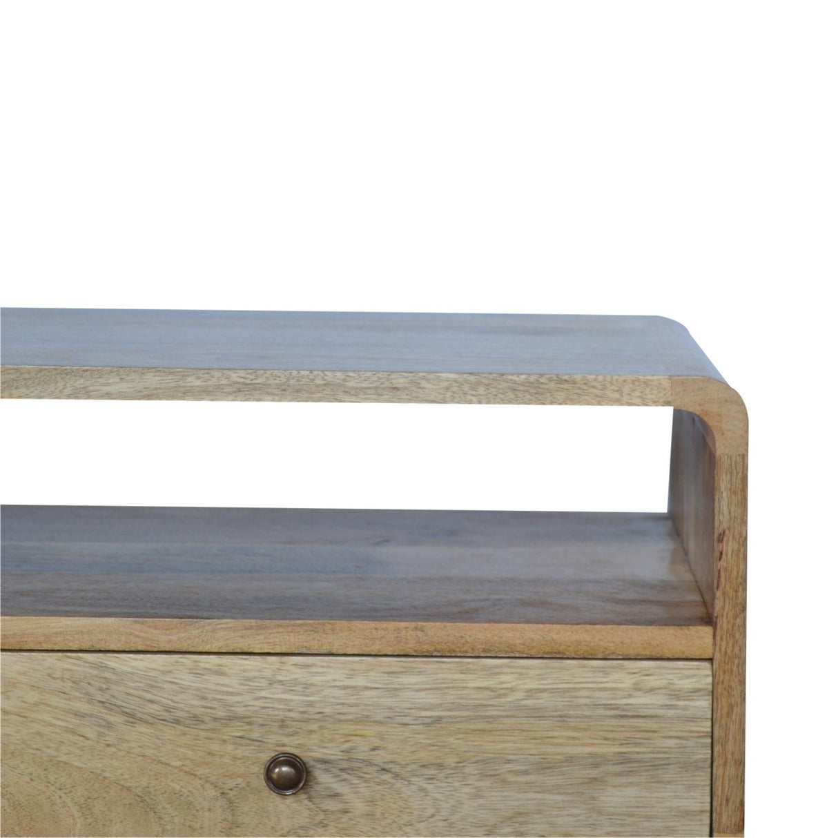 Curved Oak-ish Media Unit - NOVEX FURNITURE