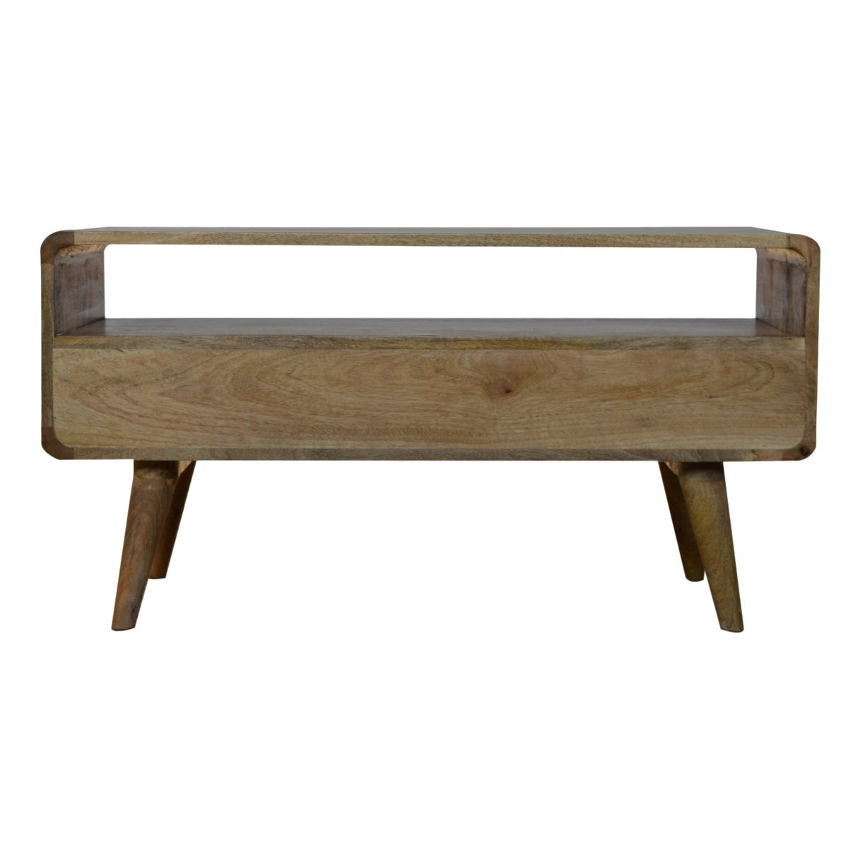 Curved Oak-ish Media Unit - NOVEX FURNITURE