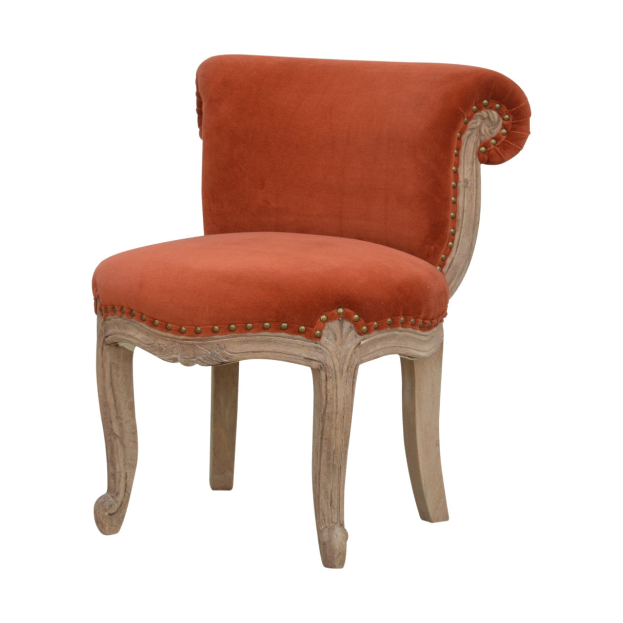 Brick Red Velvet Studded Chair NOVEX FURNITURES