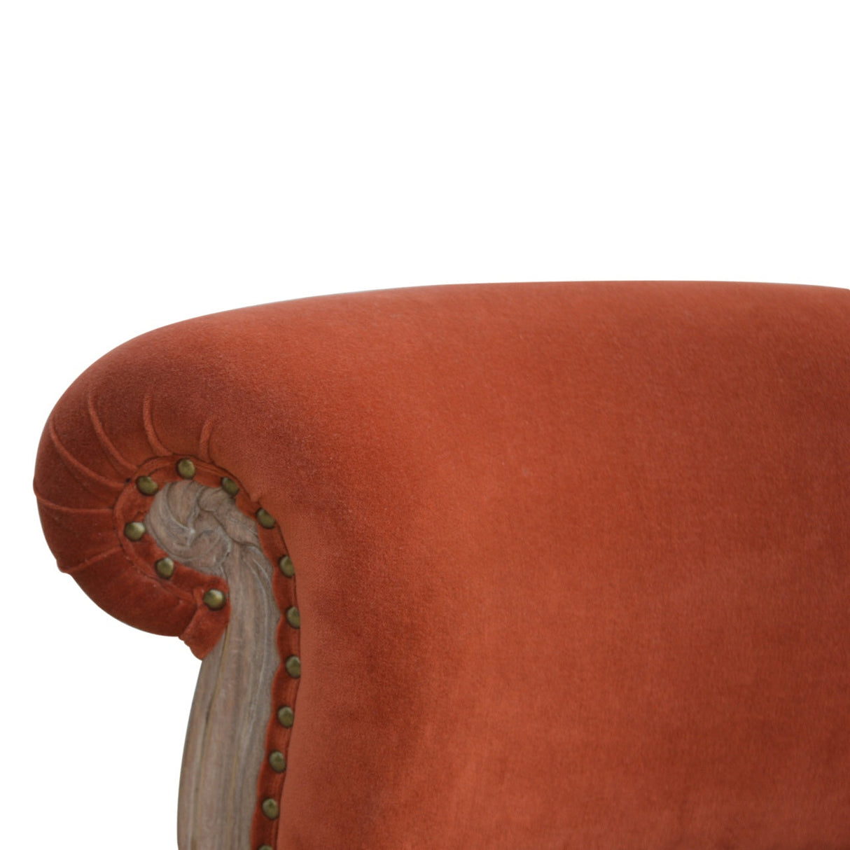 Brick Red Velvet Studded Chair NOVEX FURNITURES