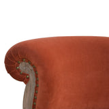 Brick Red Velvet Studded Chair NOVEX FURNITURES