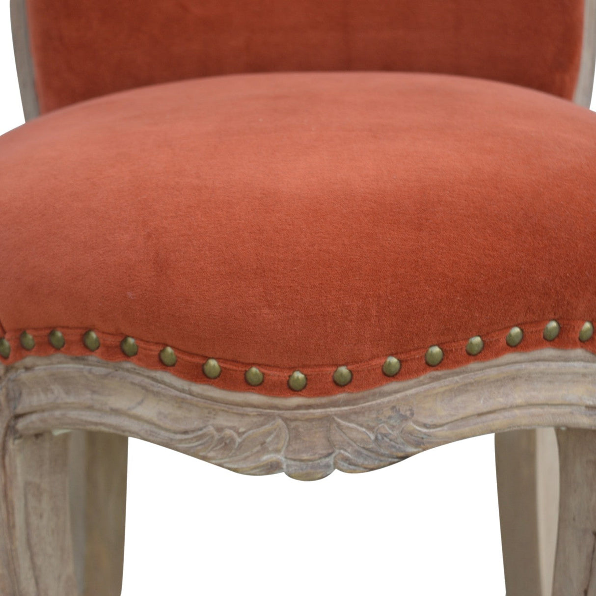 Brick Red Velvet Studded Chair NOVEX FURNITURES