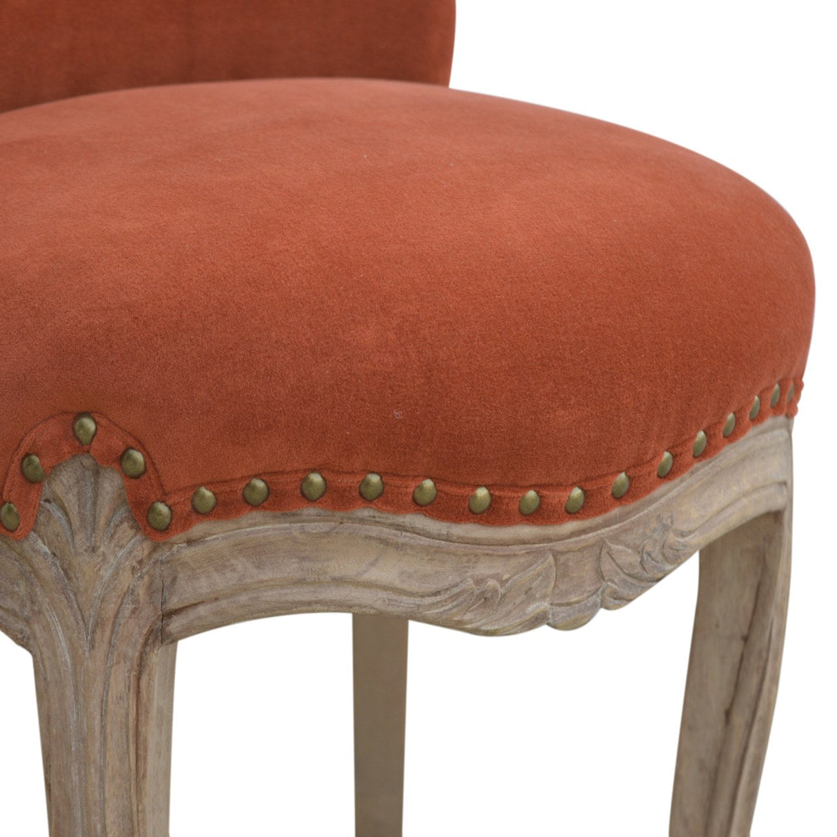 Brick Red Velvet Studded Chair NOVEX FURNITURES