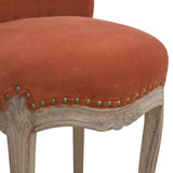 Brick Red Velvet Studded Chair NOVEX FURNITURES