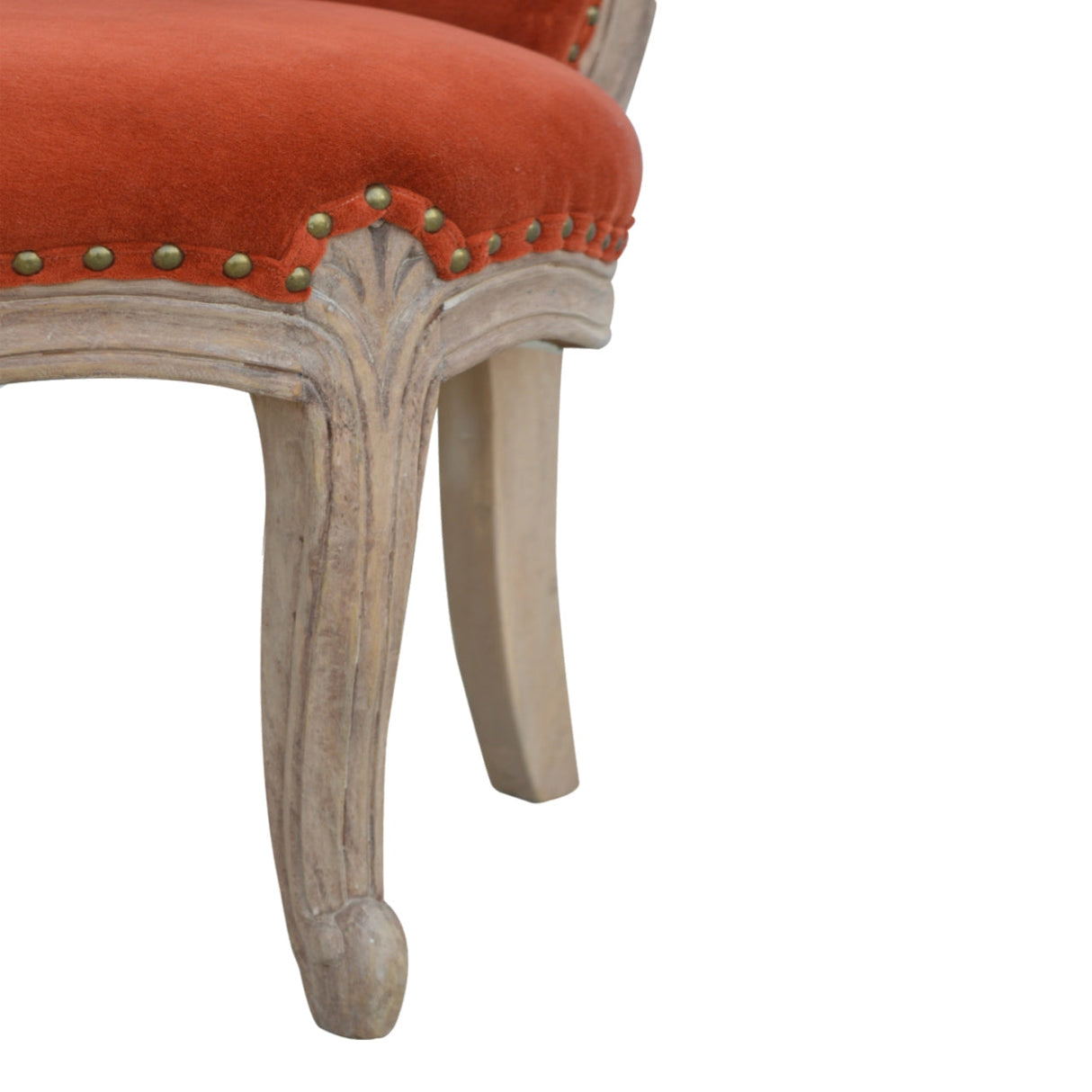 Brick Red Velvet Studded Chair NOVEX FURNITURES