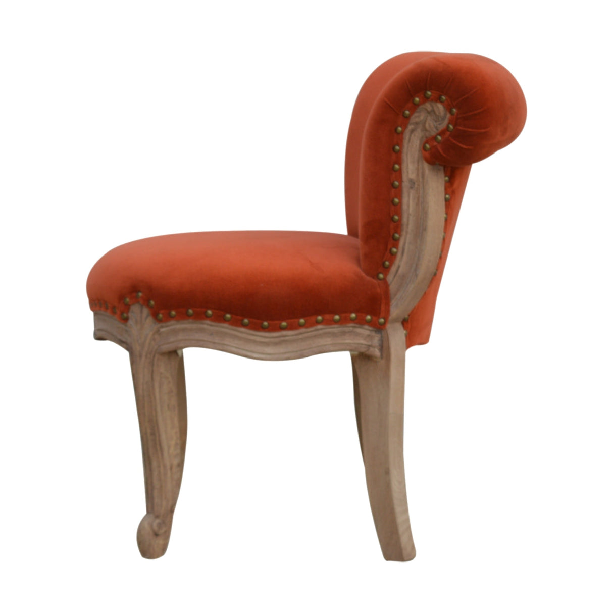 Brick Red Velvet Studded Chair NOVEX FURNITURES