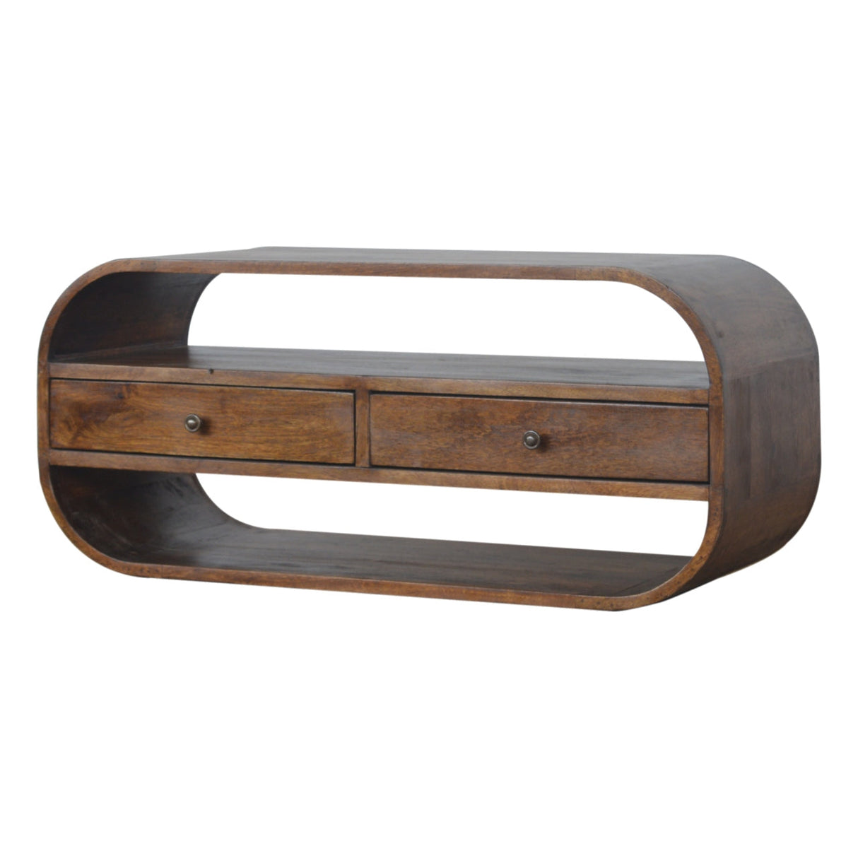 Chestnut Curved Edge Media Unit with 2 Drawers NOVEX FURNITURES