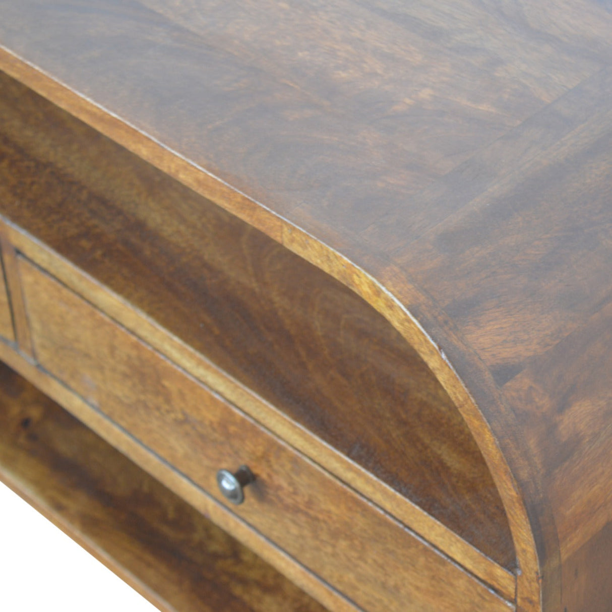 Chestnut Curved Edge Media Unit with 2 Drawers NOVEX FURNITURES