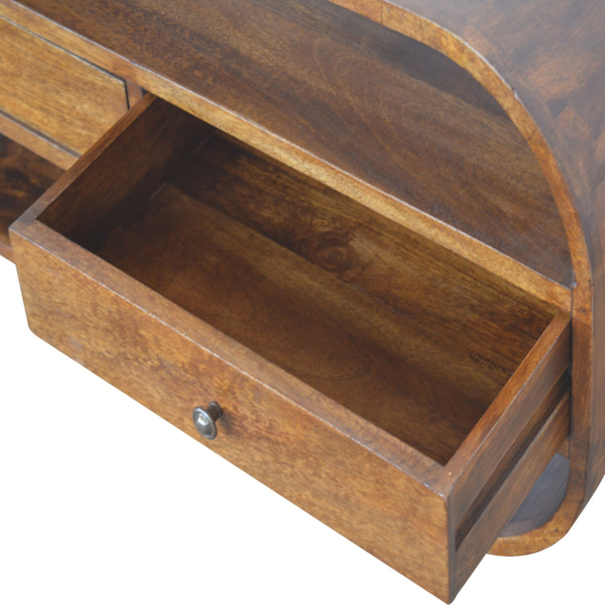 Chestnut Curved Edge Media Unit with 2 Drawers NOVEX FURNITURES