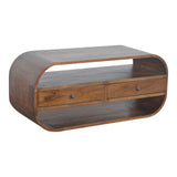 Chestnut Curved Edge Media Unit with 2 Drawers NOVEX FURNITURES