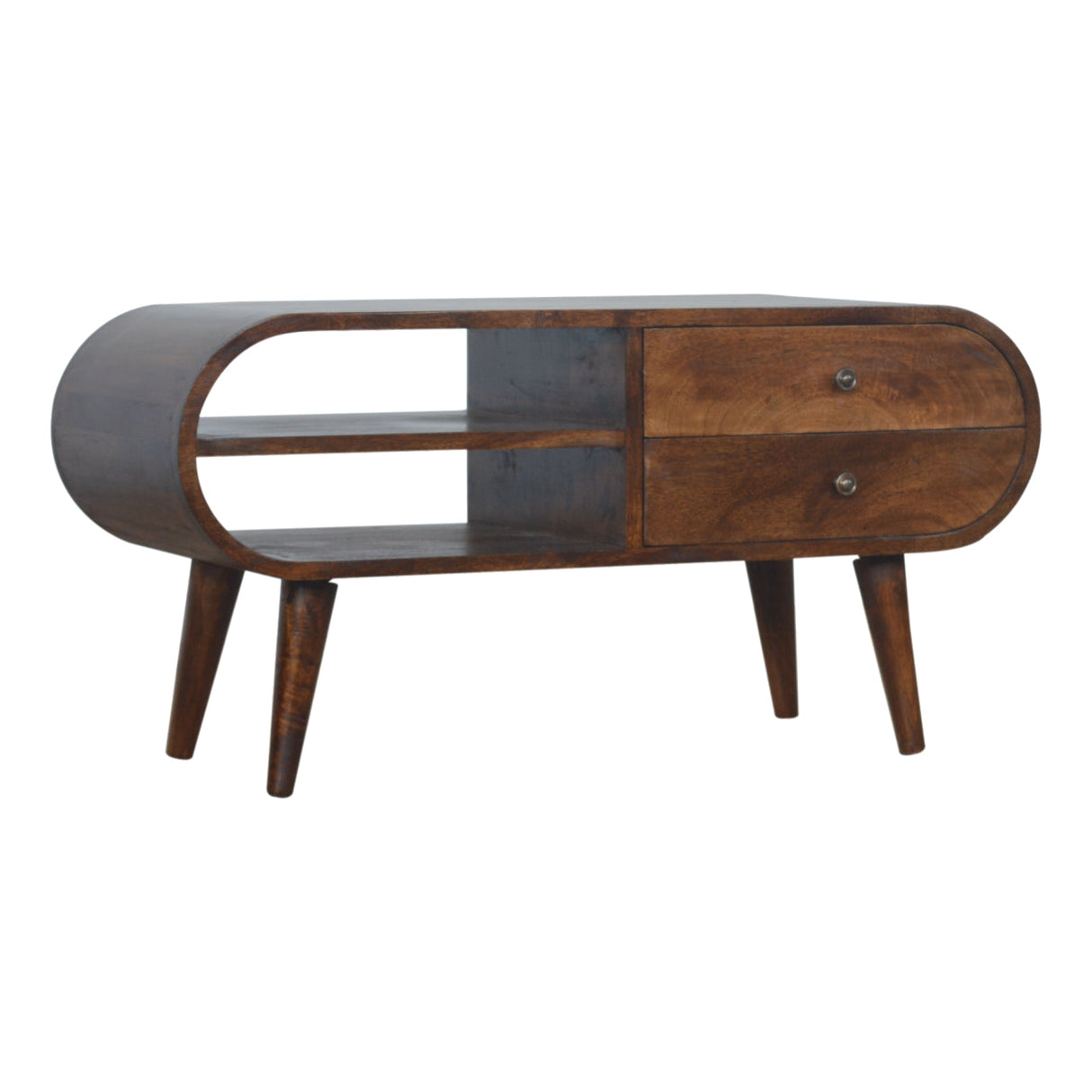 Chestnut Circular Media Unit - NOVEX FURNITURE