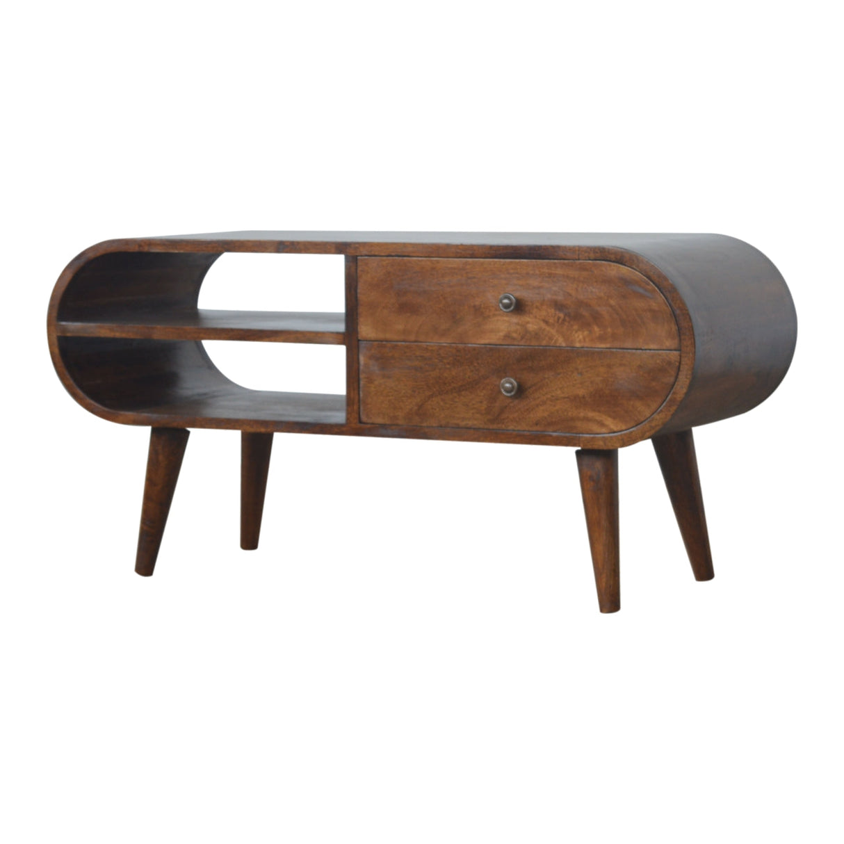 Chestnut Circular Media Unit - NOVEX FURNITURE