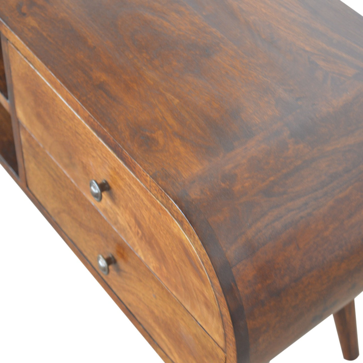 Chestnut Circular Media Unit - NOVEX FURNITURE