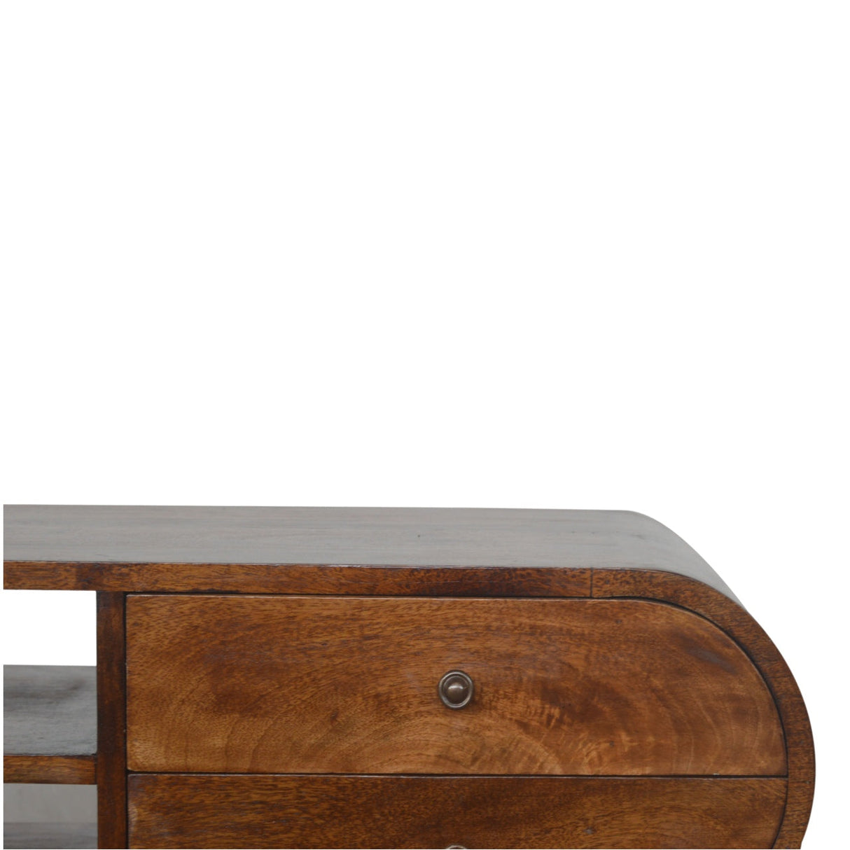 Chestnut Circular Media Unit - NOVEX FURNITURE