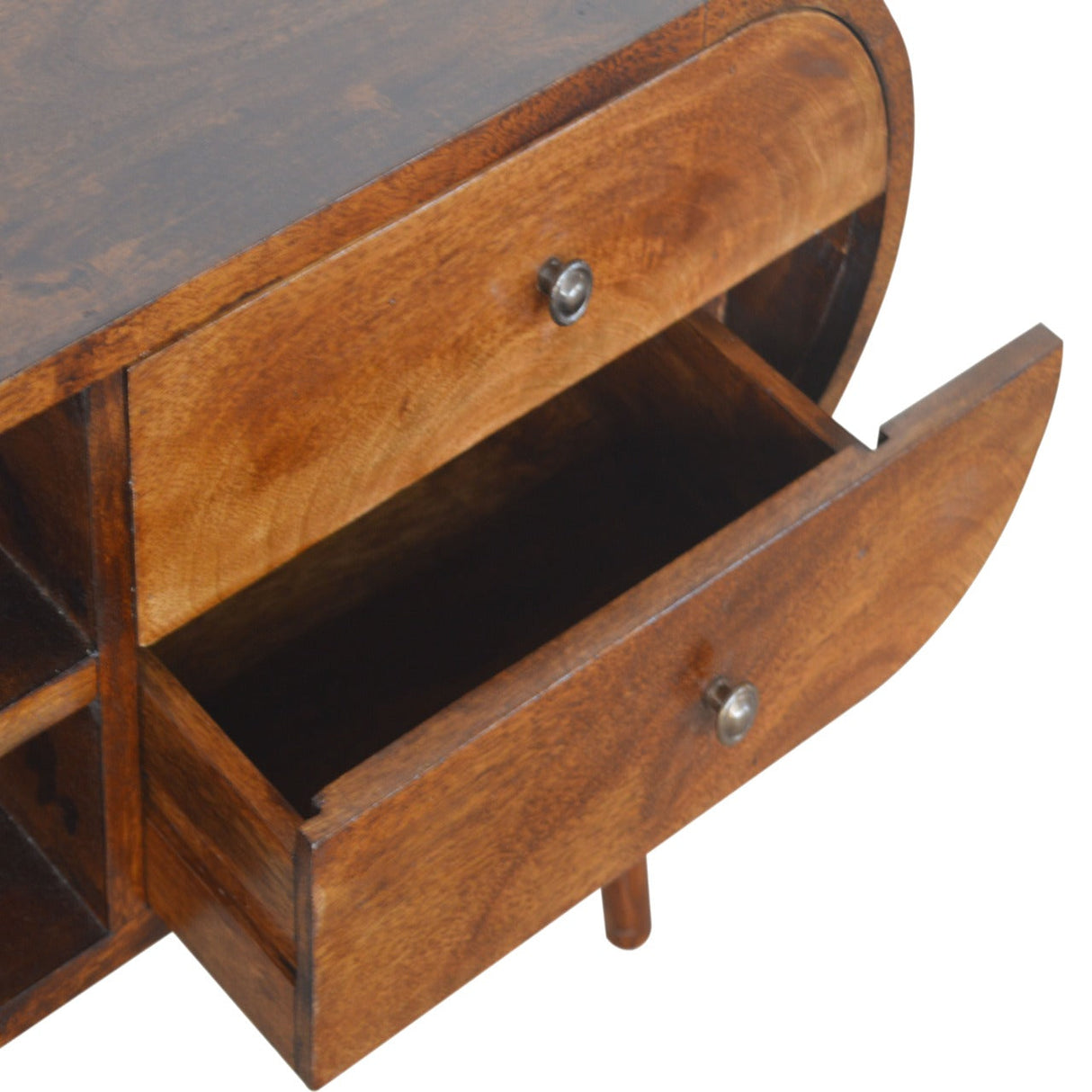 Chestnut Circular Media Unit - NOVEX FURNITURE