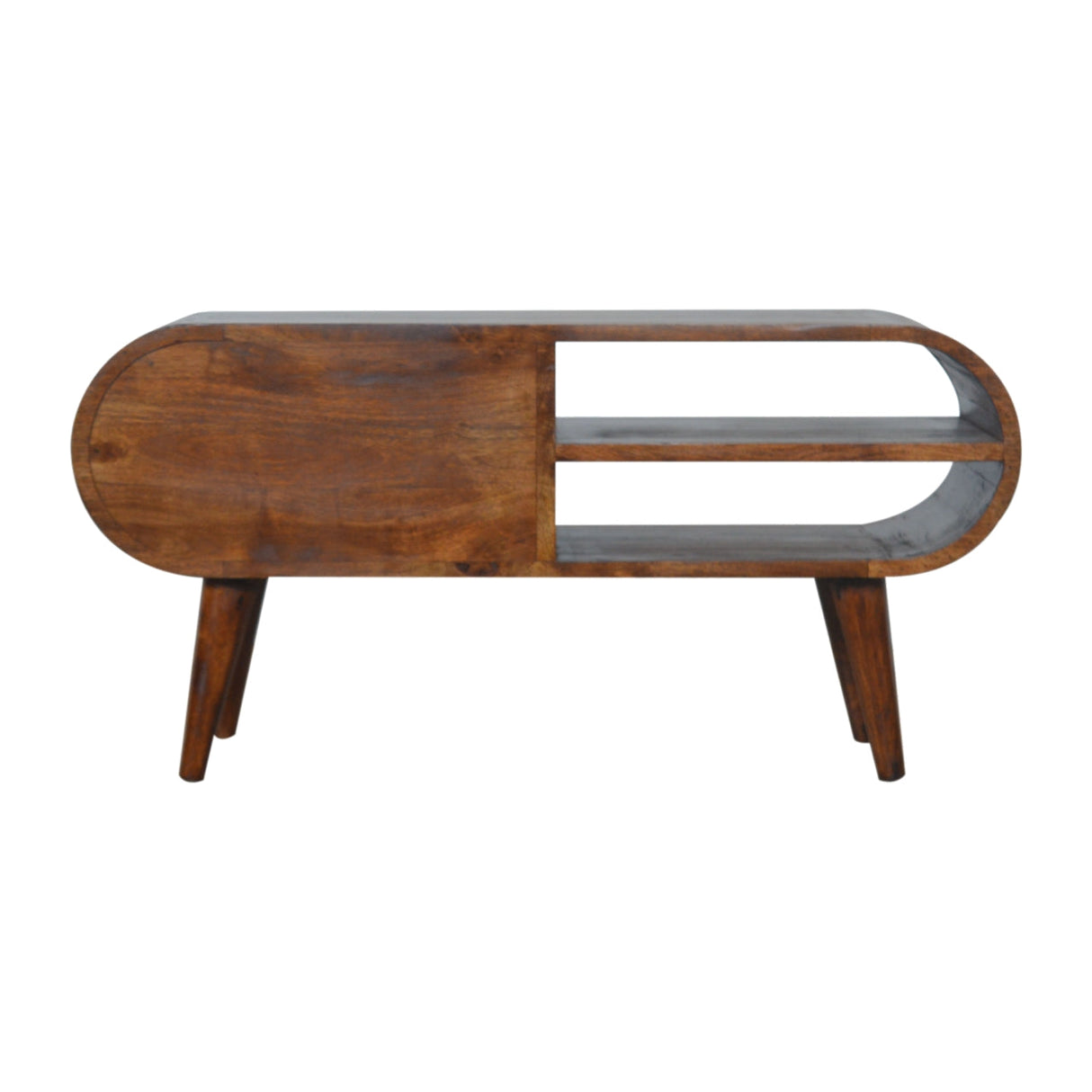 Chestnut Circular Media Unit - NOVEX FURNITURE